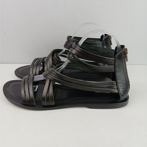 Garnet Hill SZ 8.5 Giselle Italian Strappy Gladiator Sandals in Black - Picture 5 of 7